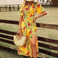 Clara - Tropical print belted dress with high waist
