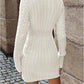 Dolores - Long Sleeve Cable Knit V-Neck Mini Dress