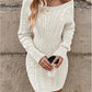 Dolores - Long Sleeve Cable Knit V-Neck Mini Dress