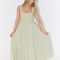 Women's Sleeveless Midi Dress with Square Neckline for Summer