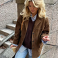Oversized Brown Suede Trenchcoat with Wide Lapel