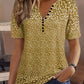 Casual Summer Top with V-Neck, Button Closure, and Short Sleeves