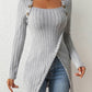 Catherine - Square Neck Sweater with Long Sleeves and Side Split