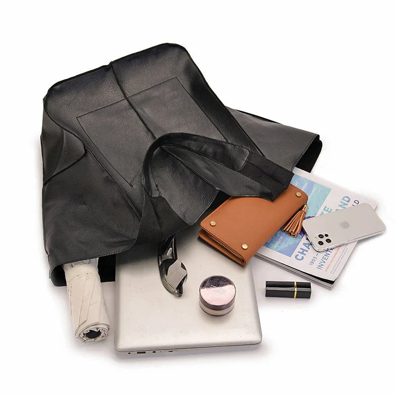 Oversized Vintage Leather Shoulder Bag for Women – Timeless Style Meets Everyday Functionality