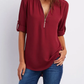 Danijela | V-Neck Blouse - Zip-Up Women's Style