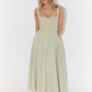 Women's Sleeveless Midi Dress with Square Neckline for Summer