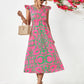 WENNY - Short sleeve dress with floral V-neck