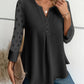 Samantha – Elegant long-sleeve top with pleated neckline