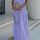 Mila - Modern and sophisticated linen blend draped maxi dress with braids