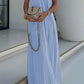 Mila - Modern and sophisticated linen blend draped maxi dress with braids