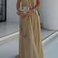 Mila - Modern and sophisticated linen blend draped maxi dress with braids