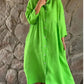 Juvylyn - Loose-fitting cotton linen shirt dress