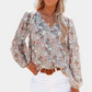 Nirmani | V-Neck Chiffon Blouse With Lantern Sleeves - Stylish & Lightweight