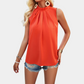 Heshani | Women's Pleated Sleeveless Blouse with Half-High Collar - Chic & Stylish