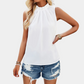 Heshani | Women's Pleated Sleeveless Blouse with Half-High Collar - Chic & Stylish
