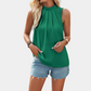 Heshani | Women's Pleated Sleeveless Blouse with Half-High Collar - Chic & Stylish