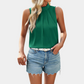 Heshani | Women's Pleated Sleeveless Blouse with Half-High Collar - Chic & Stylish