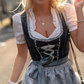 Women's Dirndl Traditional Dress: Elegant Oktoberfest Dirndl with Apron and Lacing