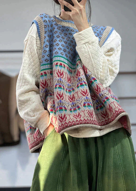 Josephine - Wool knitted cardigan with oversized print