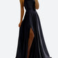 Women's Elegant Backless Maxidress – Flowing Evening Dress with Lacing Details