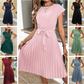 Claire - Short-sleeved pleated casual mini dress for Summer 2023