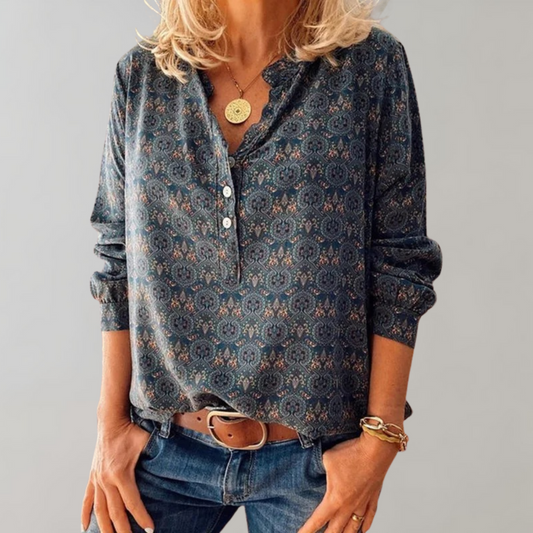 Bea | Long-Sleeved Vintage Women's Blouse - Elegant & Timeless Top
