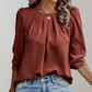 Udari | Women's Pleated Puff Sleeve Blouse - Chic & Comfortable Top