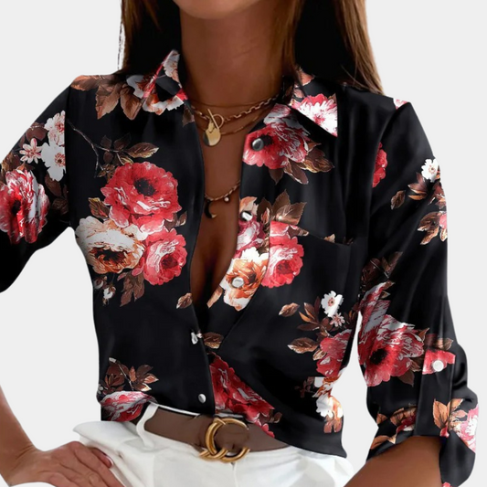 Ilaria | Women's floral print - long sleeve blouse