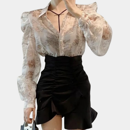Sumathi | Women's Puff Sleeve Blouse - Elegant & Comfortable Top