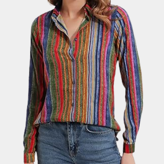 Sara | - Women's colorful striped plaid blouse