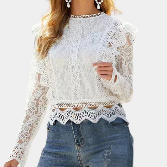 Emilia | Women's elegant lace - long sleeve blouse