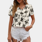 Lucija | Chiffon Flower Blouse - V-Neck Women's Top