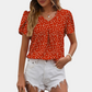 Lucija | Chiffon Flower Blouse - V-Neck Women's Top