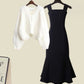 Stacey - Two-piece set of high quality cross-knit sweater and fishtail dress