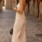 Janice - Luxurious, elegant top in white and flared trousers