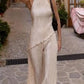 Janice - Luxurious, elegant top in white and flared trousers