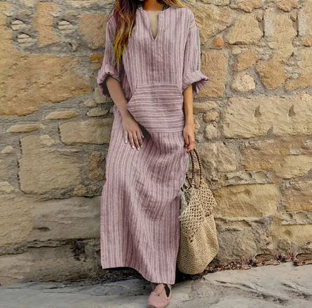 Jocelyn - Cotton and linen striped dress