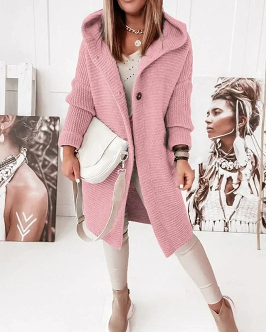 Genevieve - Casual Knitted Hooded Cardigan