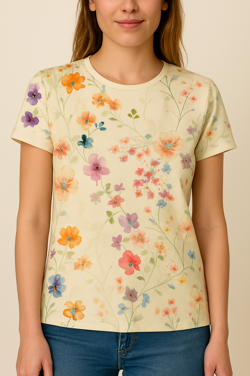 Vintage Floral T-Shirt Airy Comfort with a Retro Twist