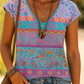 Casual T-Shirt with Floral Print and V-Neck Effortless Style Meets Everyday Comfort