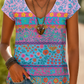 Casual T-Shirt with Floral Print and V-Neck Effortless Style Meets Everyday Comfort