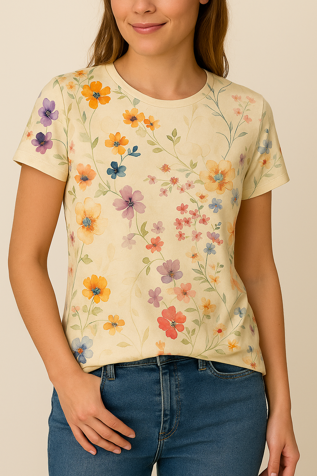Vintage Floral T-Shirt Airy Comfort with a Retro Twist