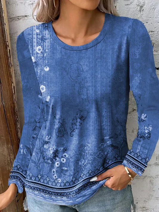 Antonella | Women's landscape painting - long sleeve blouse