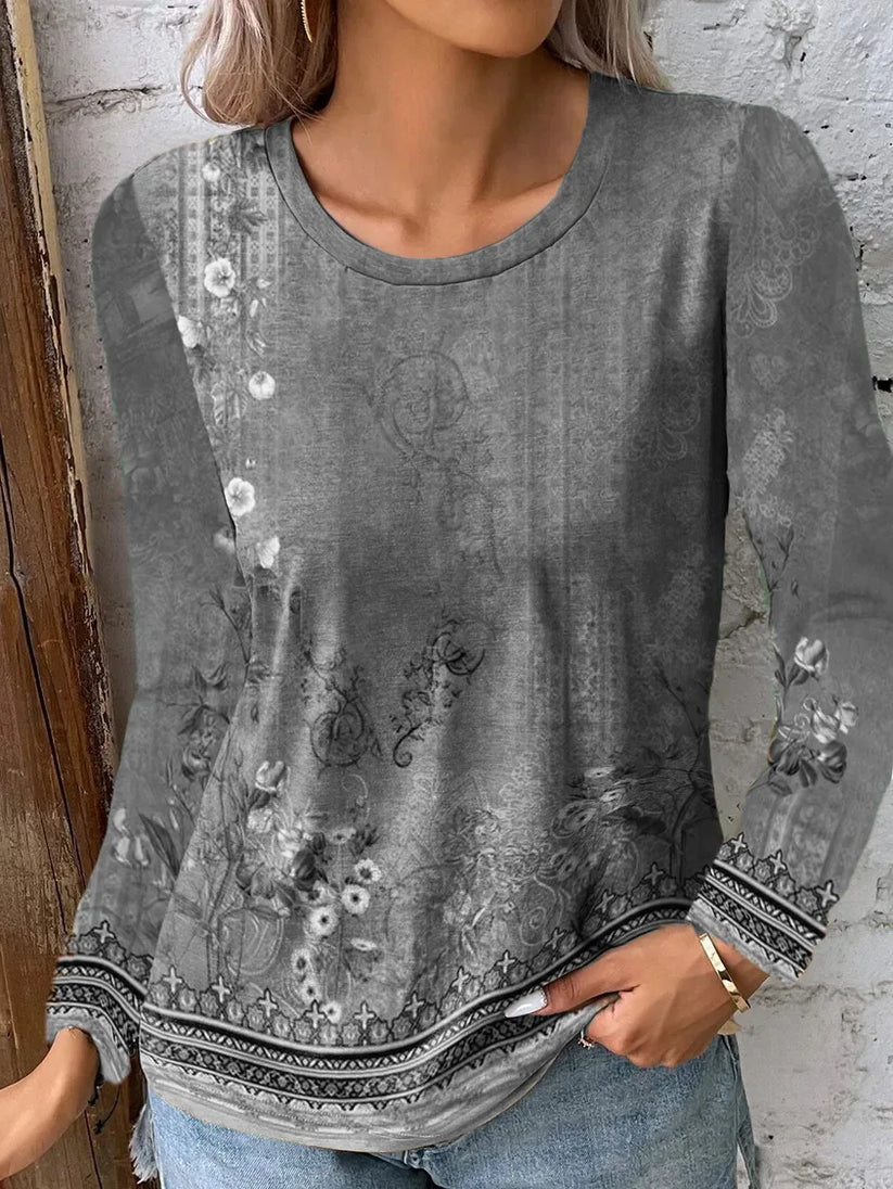 Antonella | Women's landscape painting - long sleeve blouse