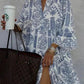 Women's Mini Dress with V-Neckline and Graphic Print for Summer