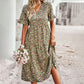 Boho Summer Dress with Floral Print and V-Neck – Light Mid-Length Dress with Short Sleeves for Women
