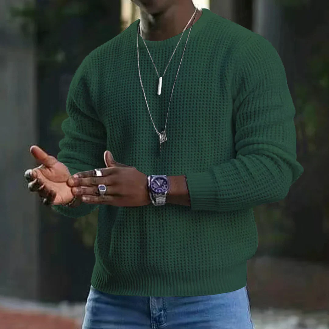 Comfortable Waffle Knit Sweater for Men