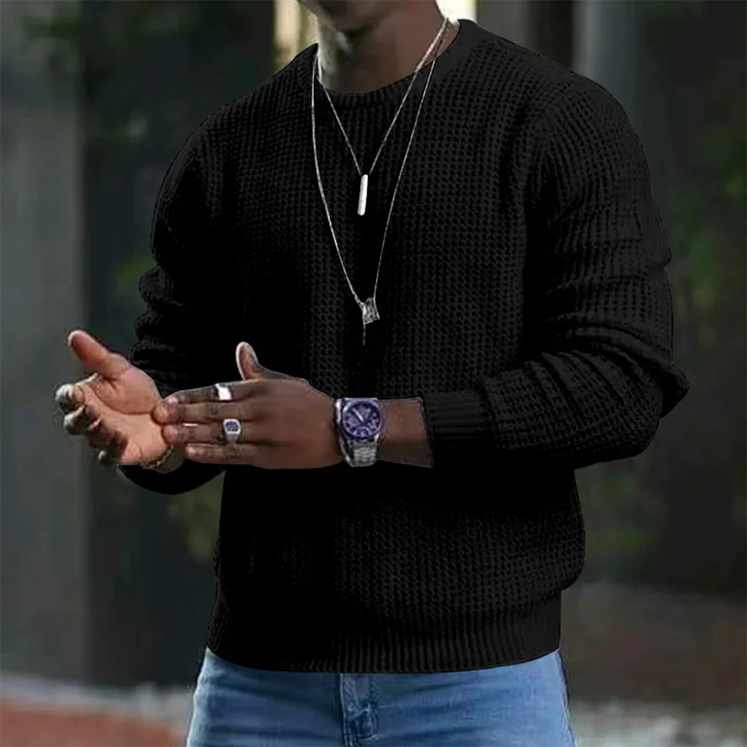 Comfortable Waffle Knit Sweater for Men
