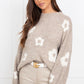 Sweater - Adalee - Floral Design - Black/Beige - Suitable for Multiple Seasons
