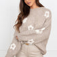 Sweater - Adalee - Floral Design - Black/Beige - Suitable for Multiple Seasons